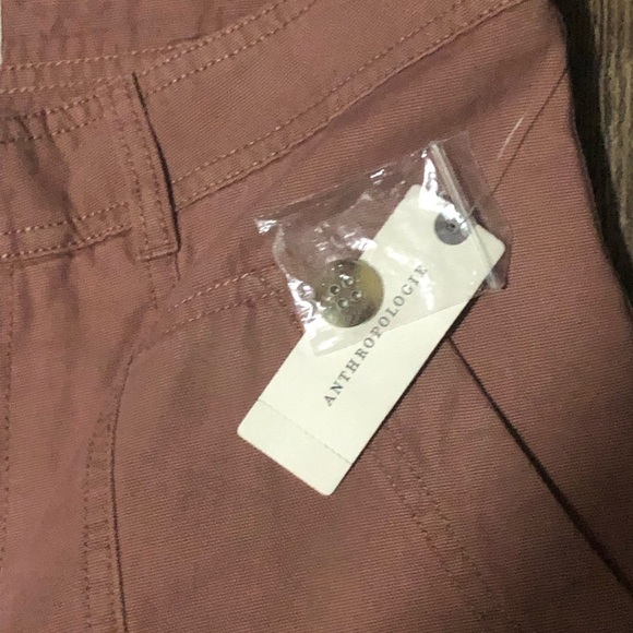 Anthropologie Utility Wide Leg Pants Women's 8 Cargo Cropped in Plum NWT - Picture 3 of 8